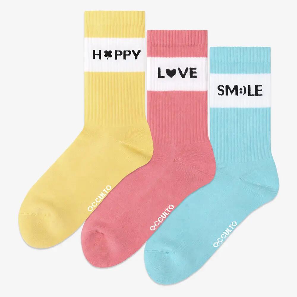 Damen & Herren Bunte Motiv Tennissocken 3er Pack (Modell: Elly) Love 39-42 3/6
