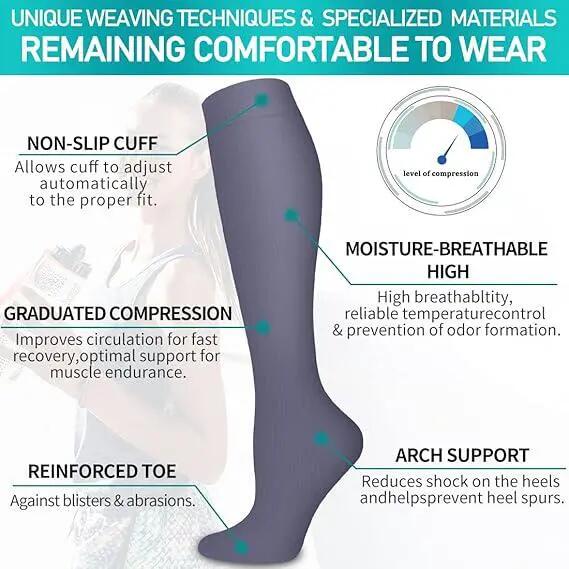 Chaussette de Contention Bas de Contention Chaussettes de Compression pour Homme 5/6