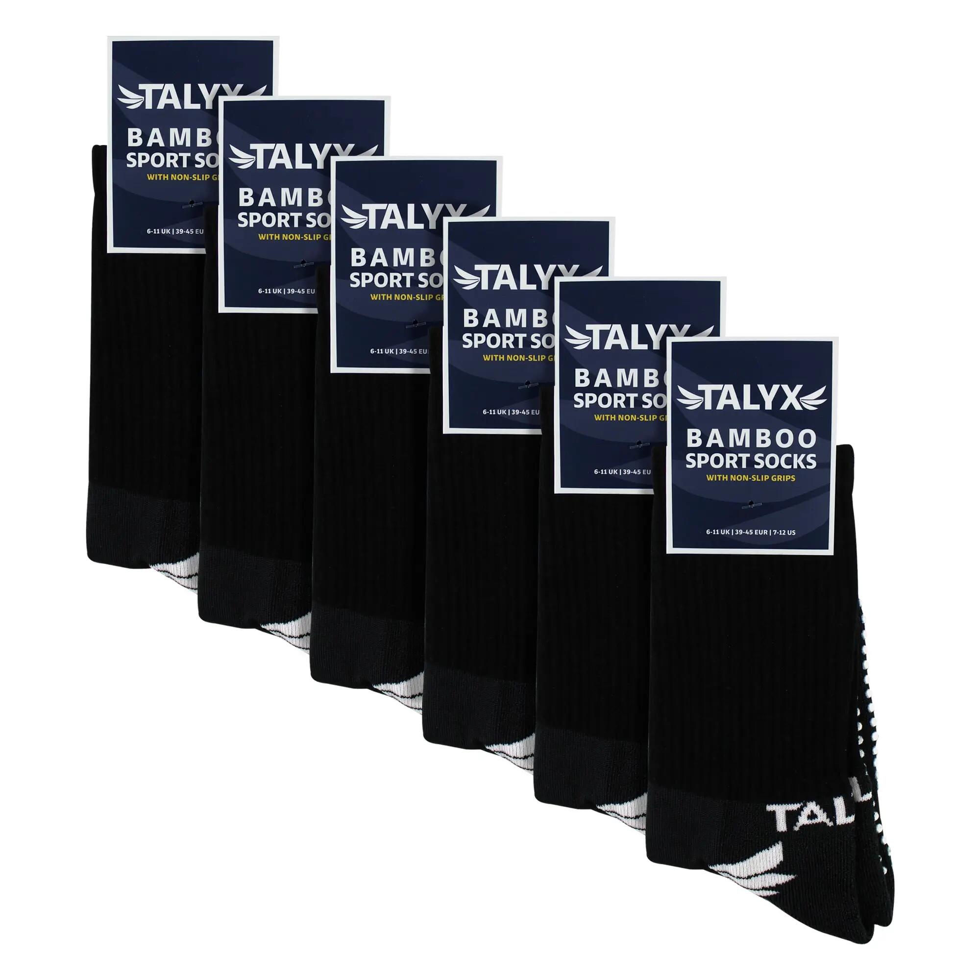6 Pack Mens Bamboo Crew Grip Socks | Reinforced Heel & Toe Soft Non Slip Socks 2/5