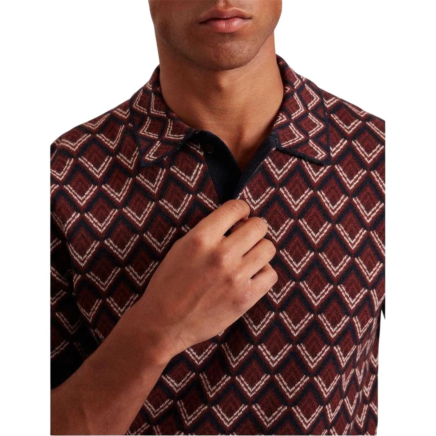 Poloshirt für , Jacquard, kurzärmlig Herren Weinrot 4/4