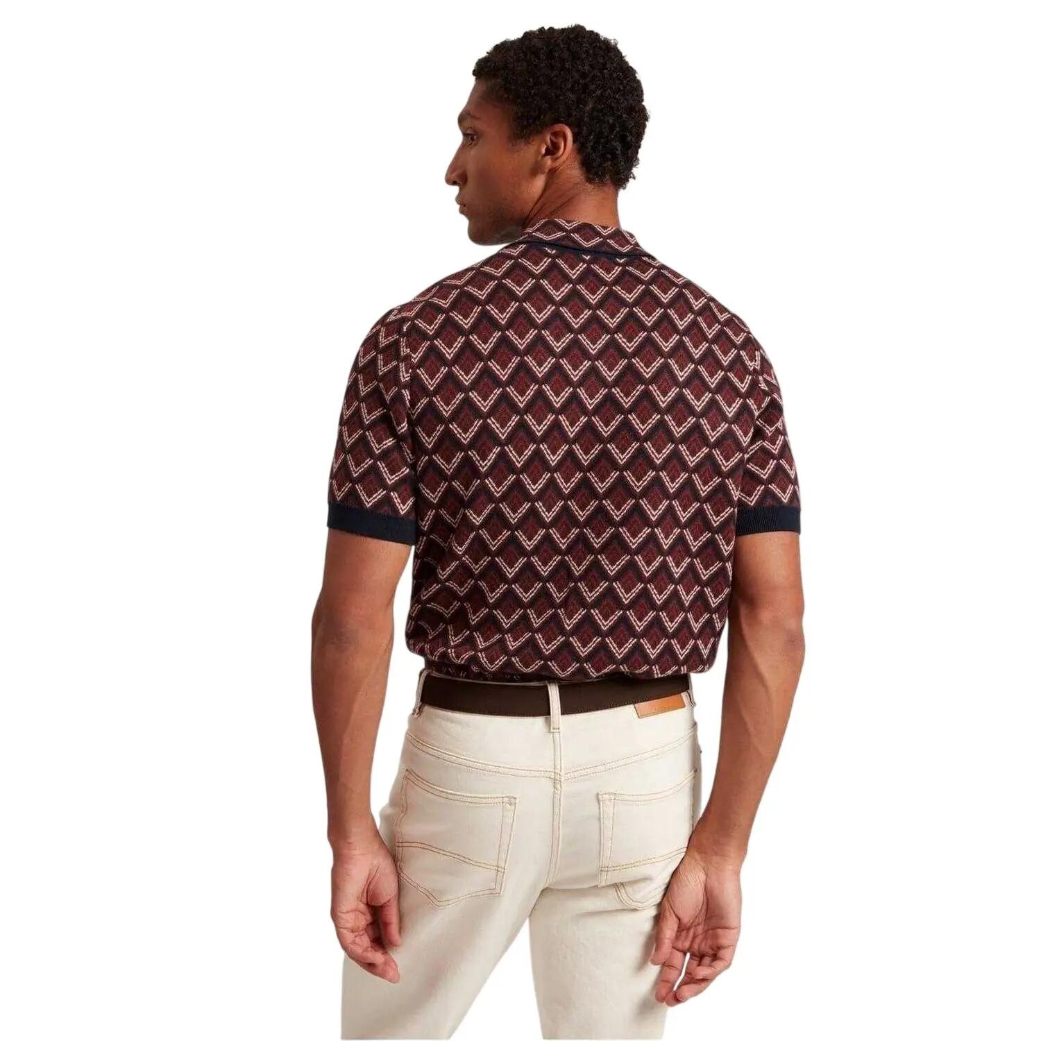 Poloshirt für , Jacquard, kurzärmlig Herren Weinrot 3/4