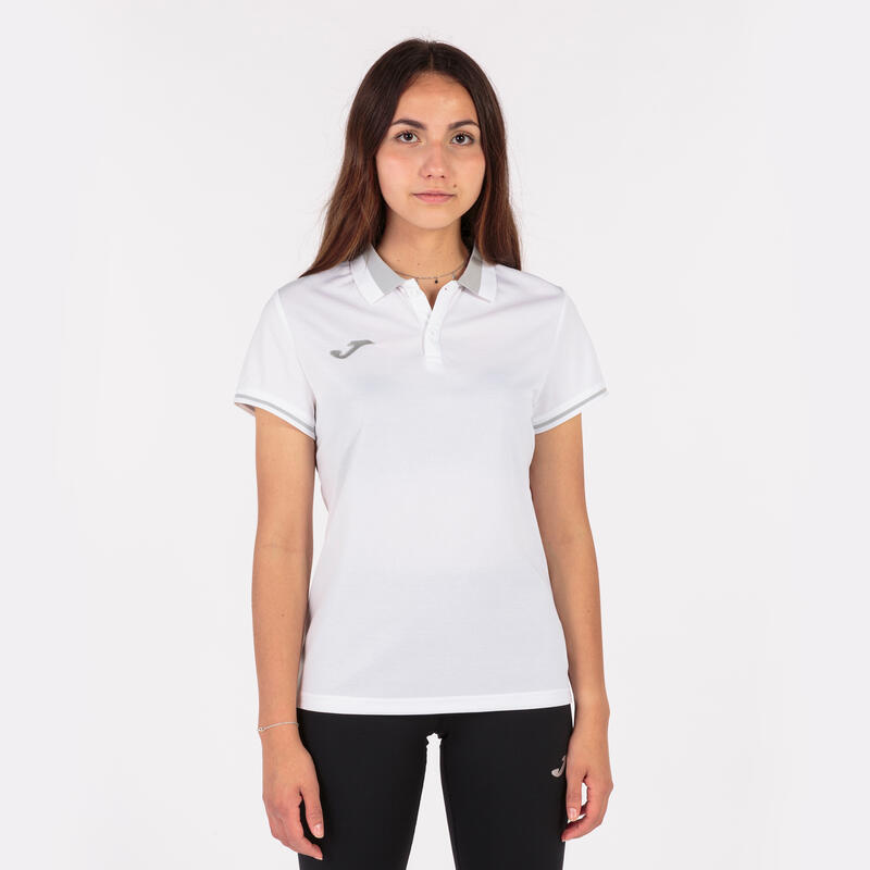 Pólo m/c Mulher Joma Championship vi branco cinzento