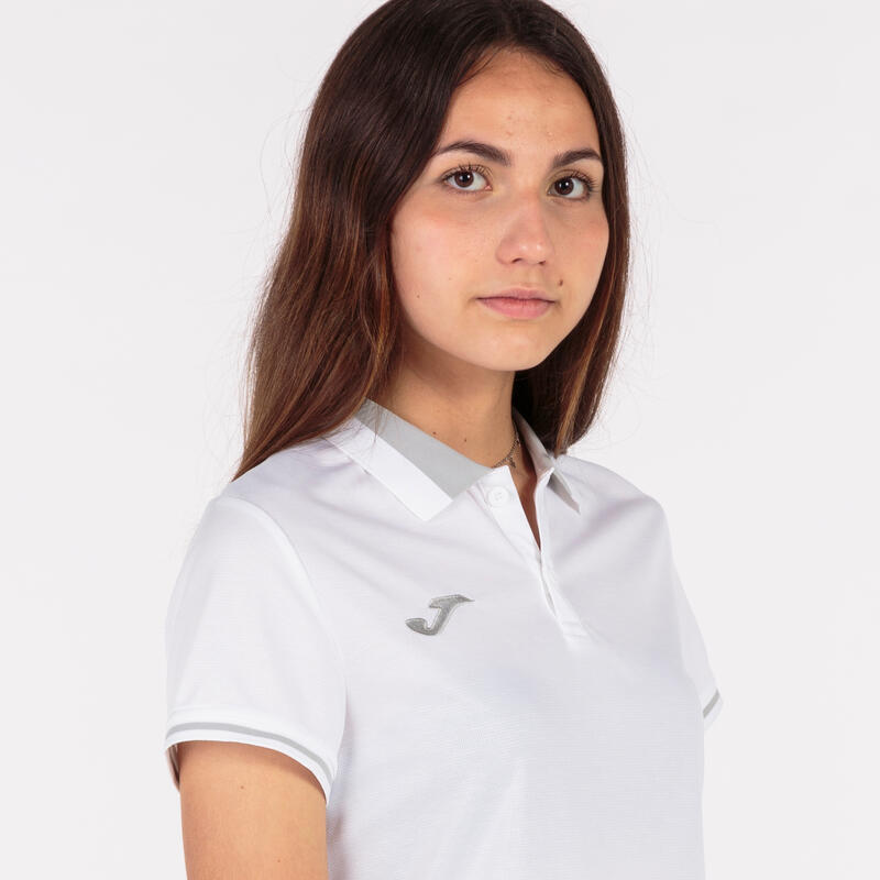 Pólo m/c Mulher Joma Championship vi branco cinzento