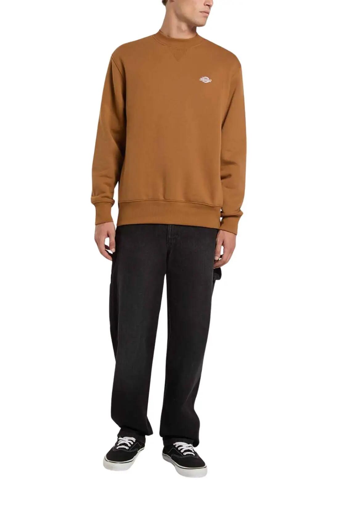 Sweatshirt - Heren - relaxed ronde hals, geborduurd logo - khaki 2/4