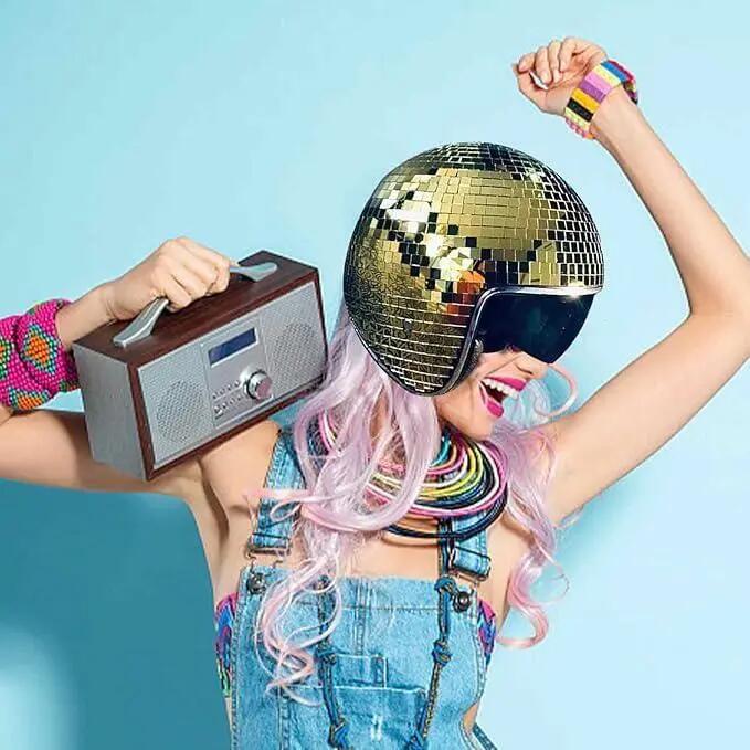 Chapeau disco générique, casque boule à paillettes miroir disco avec visière rét 3/7
