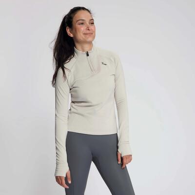 Hardlooptop dames essential lange mouwen zand