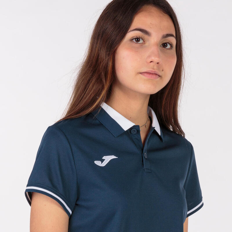 Polo manches courtes Femme Joma Championship vi bleu marine blanc