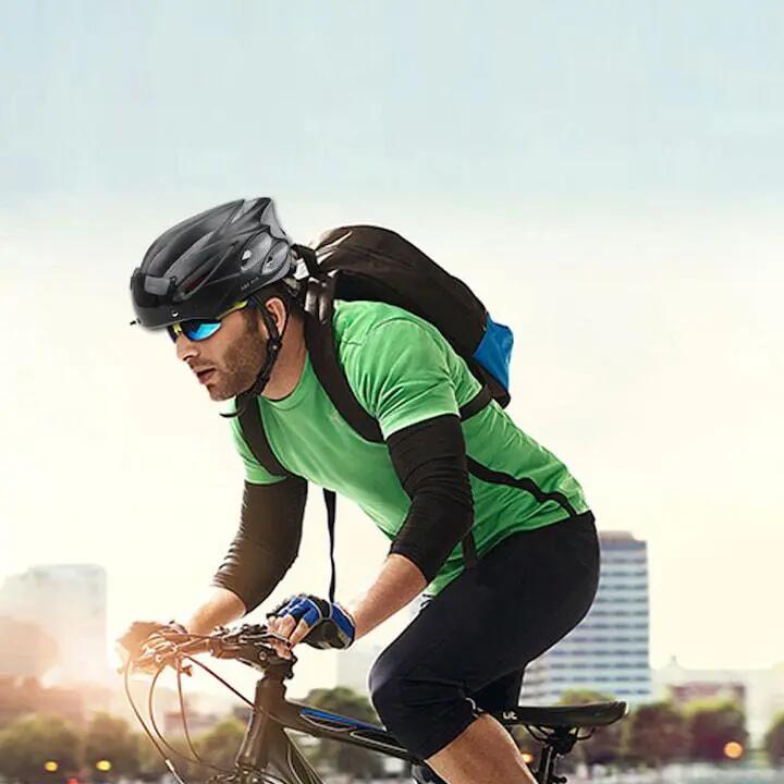 Casque de vélo QttvbTna, 17 trous de ventilation, visière amovible, noir, 58-62 5/5