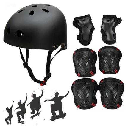 Casque de skate pour enfants et adolescents + 6 protections coudes, genoux et po