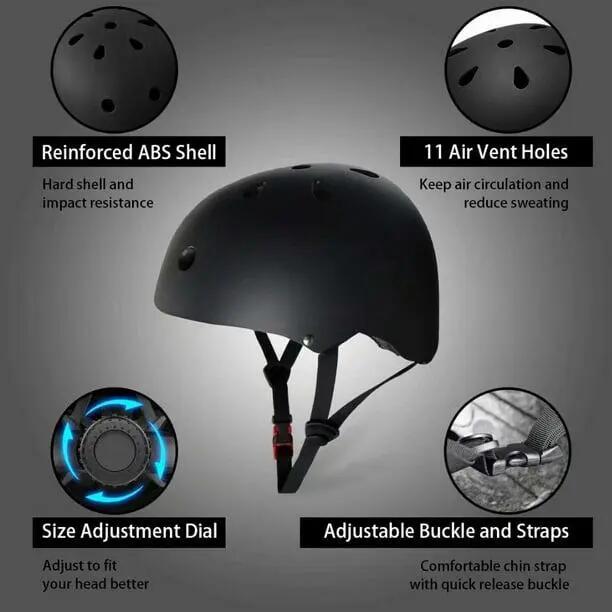 Casque de vélo/skateur ajustable pour garçons et filles (noir, taille : L) 2/4