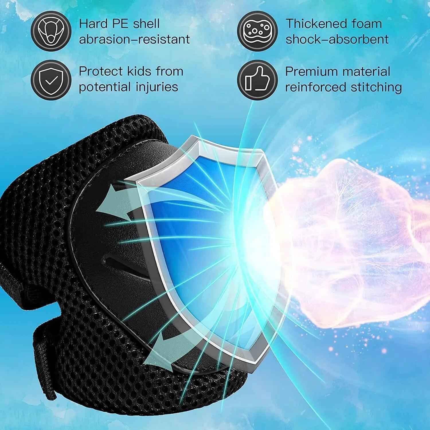 Casque ajustable pour enfants avec genouillères, coudières et protège-poignets - 3/9