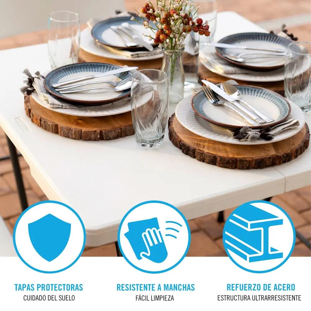 Mesa cuadrada plegable blanco Lifetime 86x86x73,5 cm 4/7