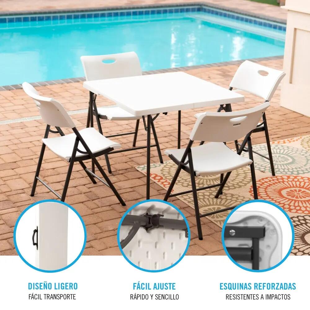 Mesa cuadrada plegable blanco Lifetime 86x86x73,5 cm 3/7