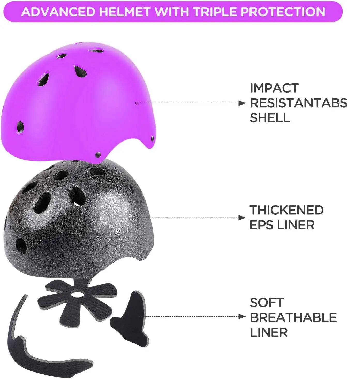 Ensemble casque de vélo enfant, certifié CPSC, avec genouillères, coudières et p 2/7