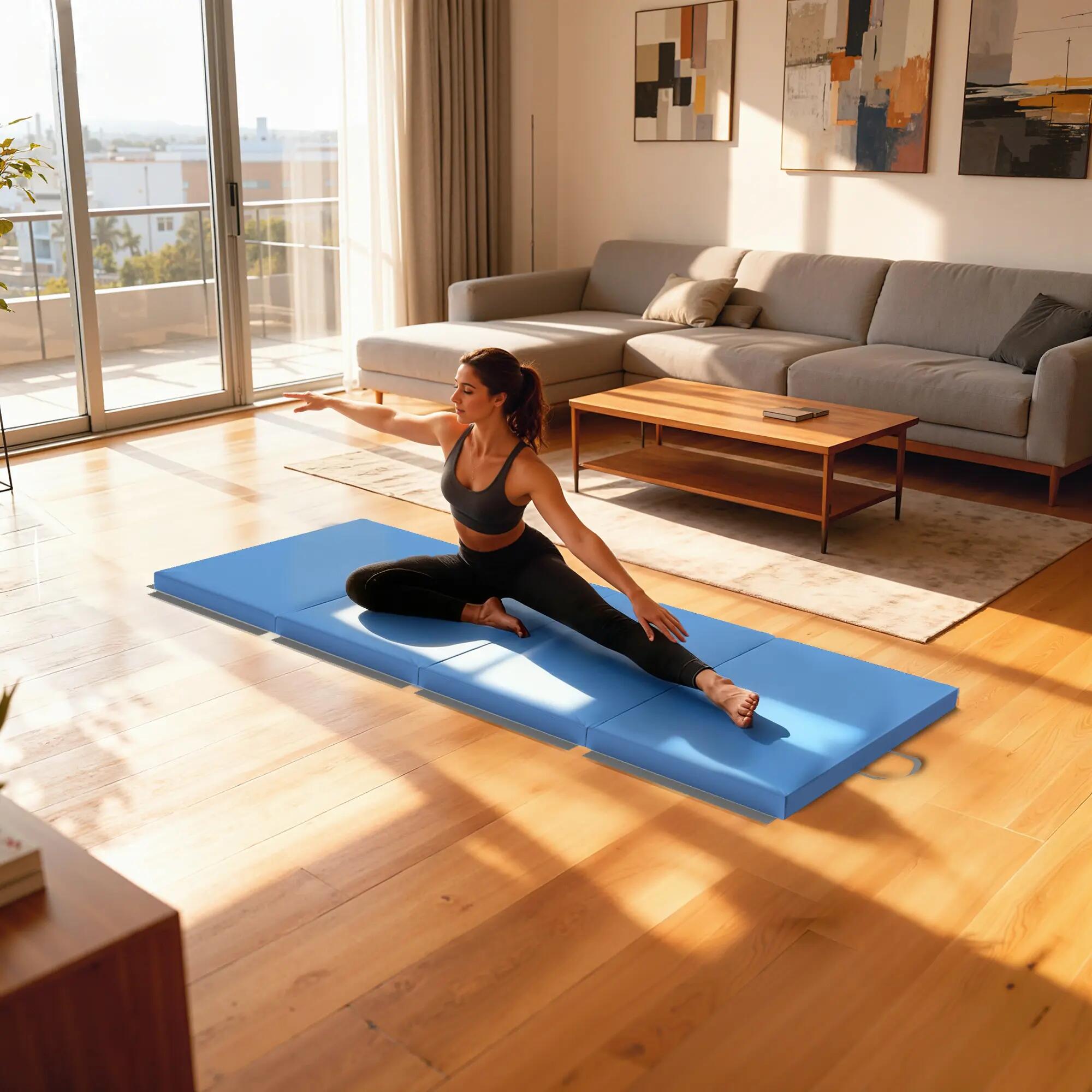 Tapis de gym yoga fitness pliable - poignée - synthétique 2/5