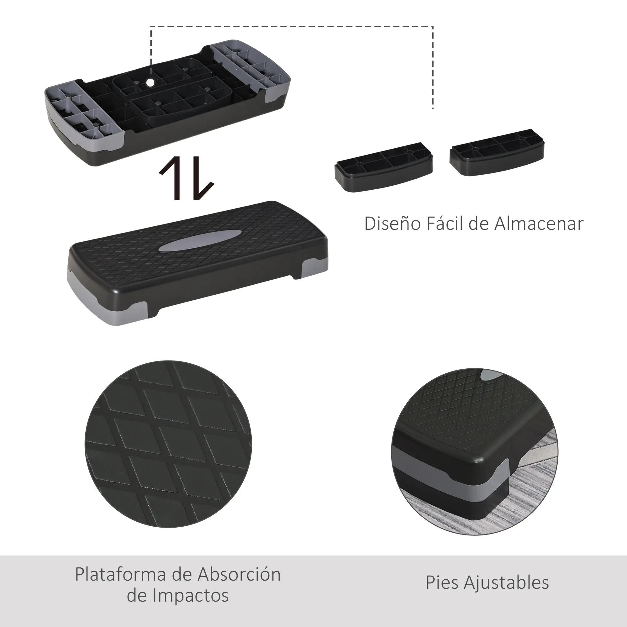 Stepper de fitness, stepper aérobique, antidérapant, hauteur réglable, 2 niveaux 6/9