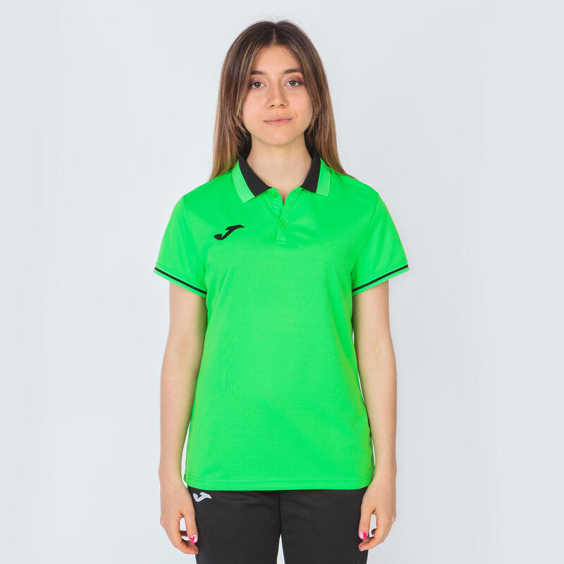 Polo manches courtes Femme Joma Championship vi vert fluo noir