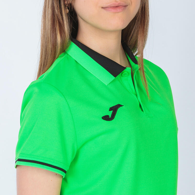 Polo manches courtes Femme Joma Championship vi vert fluo noir