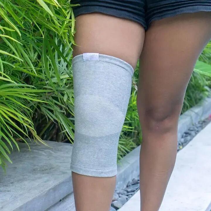 Lot de 2 genouillères de compression en bambou, grises, taille XL, 100-150 kg 3/4