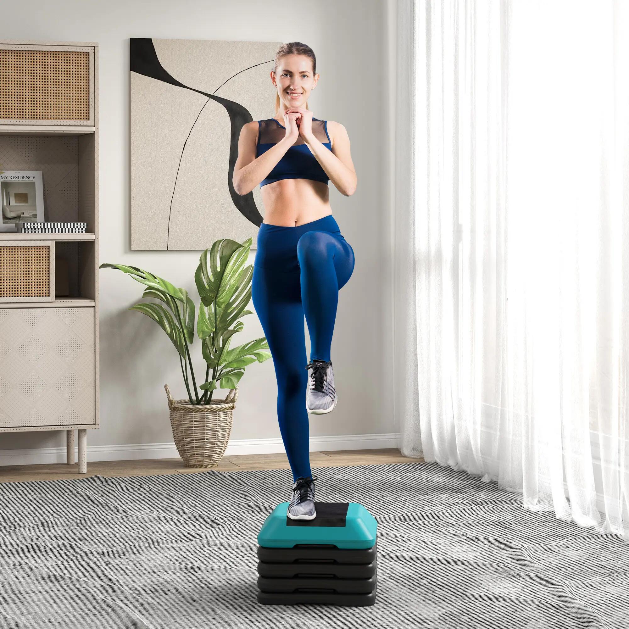 Stepper de fitness antidérapant, hauteur réglable 10/15/20/25/30 cm, charge maxi 4/9
