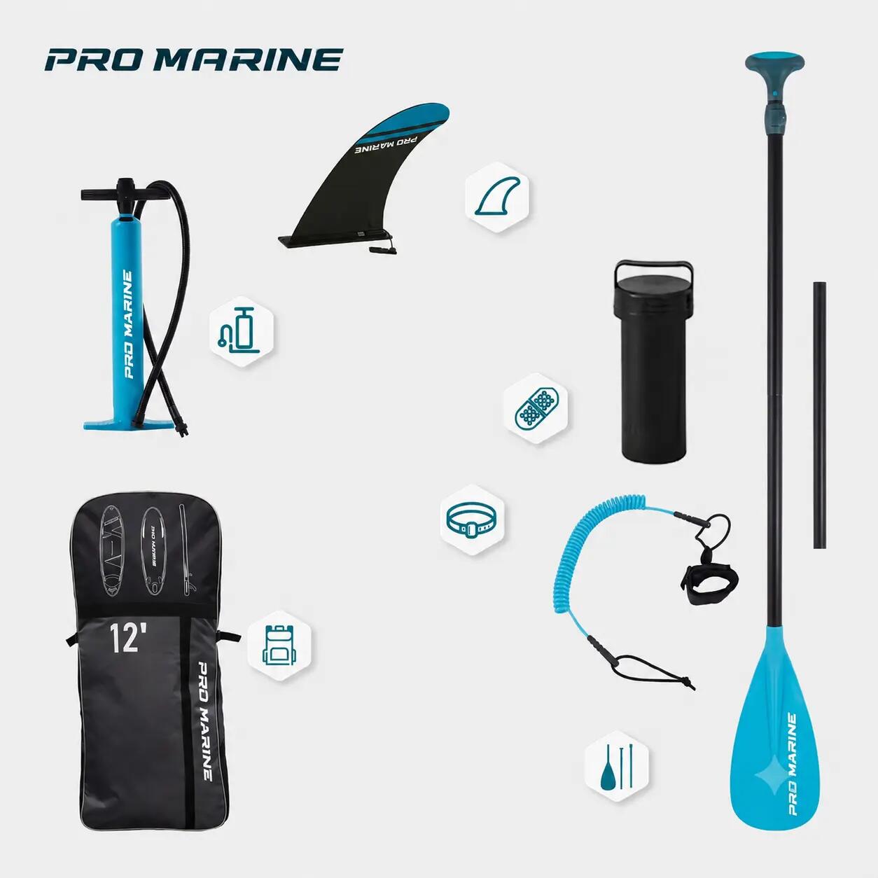 DESKA SUP PRO MARINE 365CM zestaw - siedzisko, regulowane wiosło i akcesoria 4/10