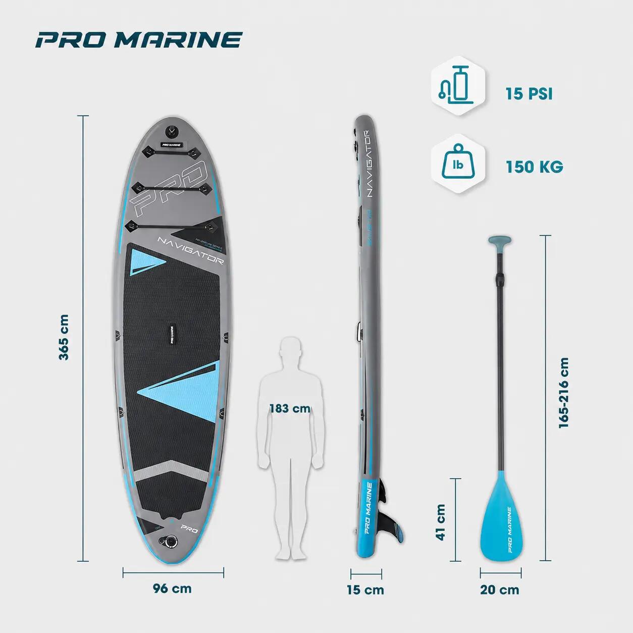 DESKA SUP PRO MARINE 365CM zestaw - siedzisko, regulowane wiosło i akcesoria 2/10