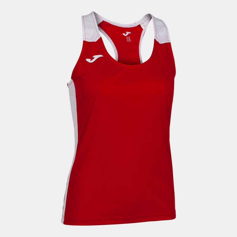 Camiseta Tirantes Running Record II Mujer Rojo Blanco