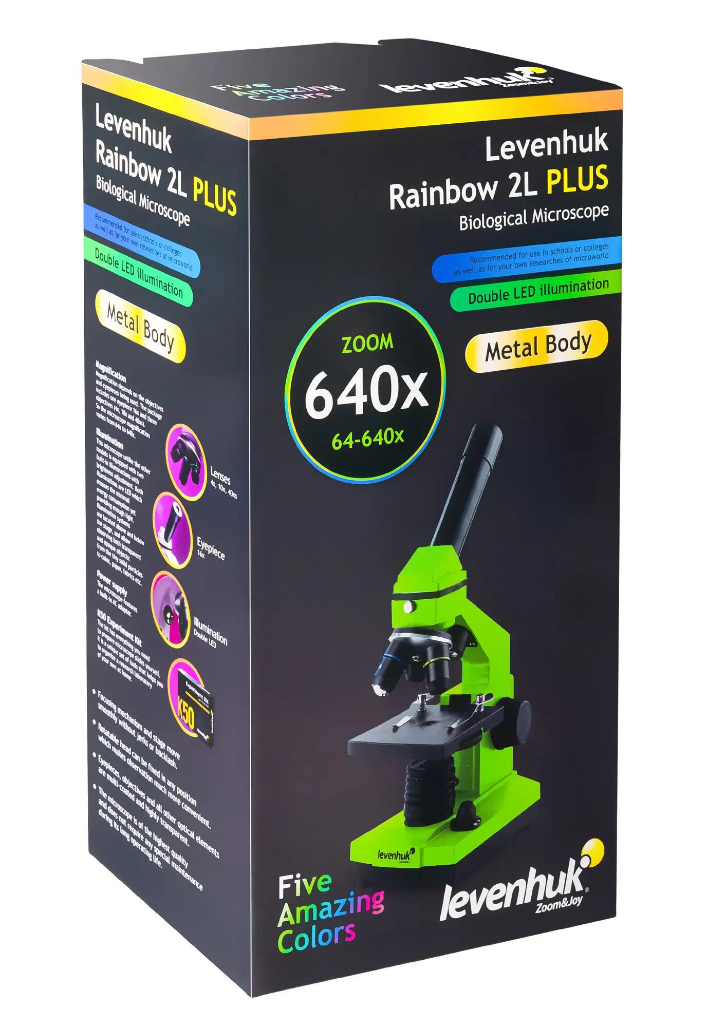 Microscopio Levenhuk Rainbow 2L PLUS Verde limetta con libro in italiano 14/15