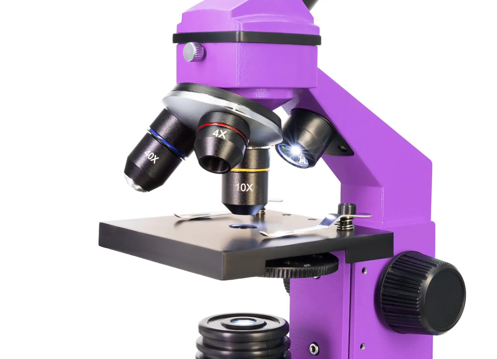 Microscopio Levenhuk Rainbow 2L PLUS Ametista con libro in italiano 10/14
