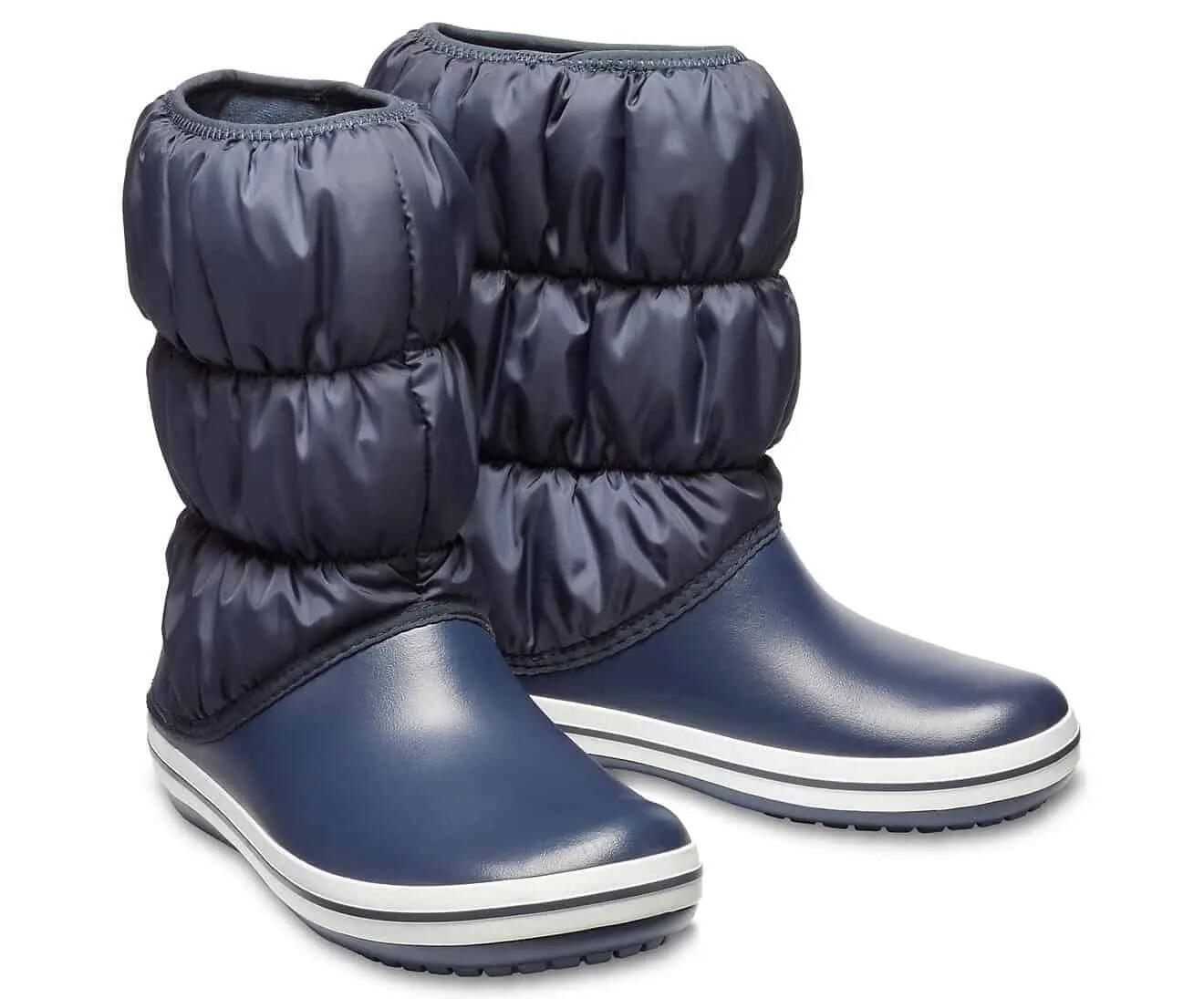 Crocs Womens Winter Puff Boot Puffer Shoes - Navy/White - US W5