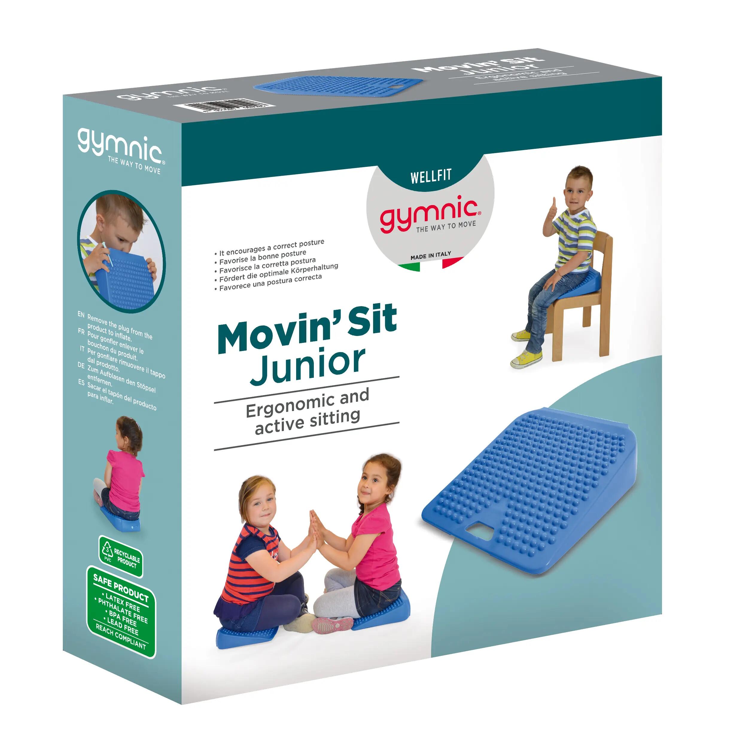 Gymnic Movin' Sit Jr. Cuscino posturale a cuneo bambini blu 9/9
