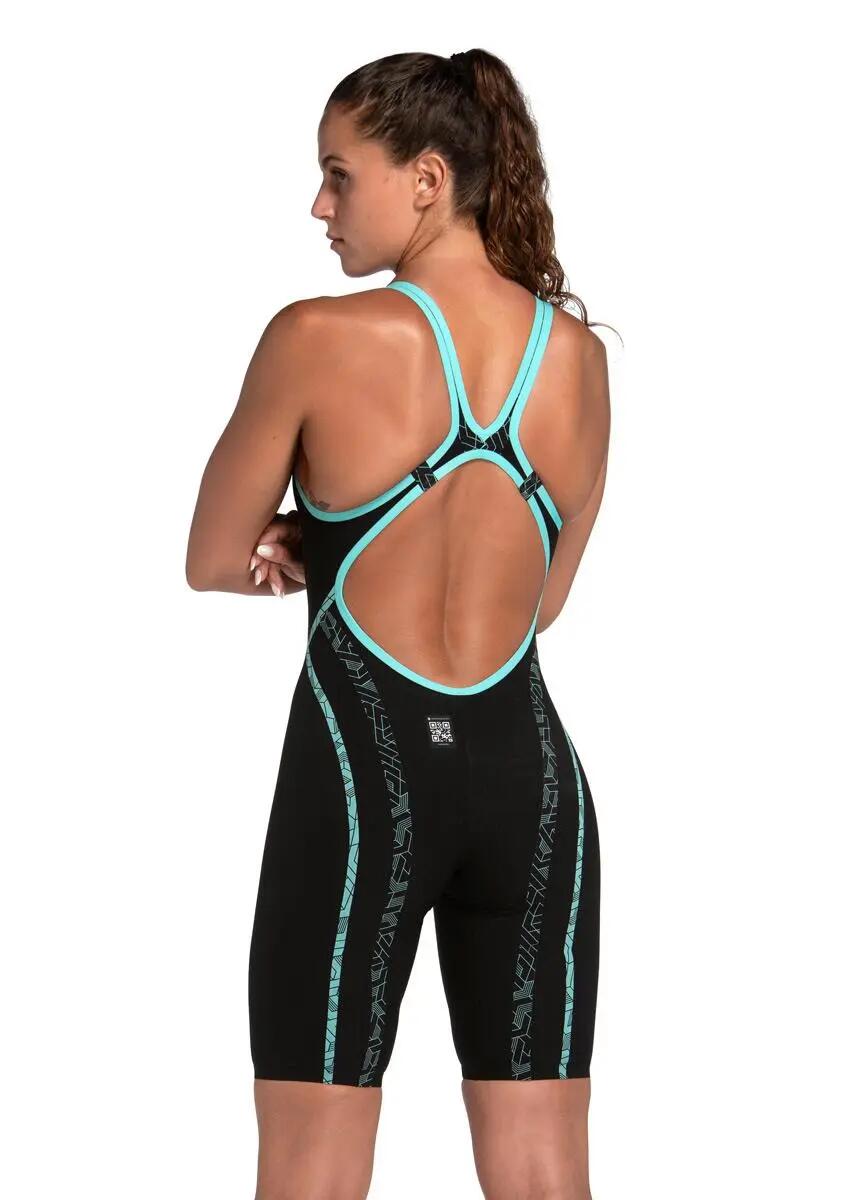 Costume Arena Powerskin Primo Open Back - Nero/Turchese Taglia 22 2/7