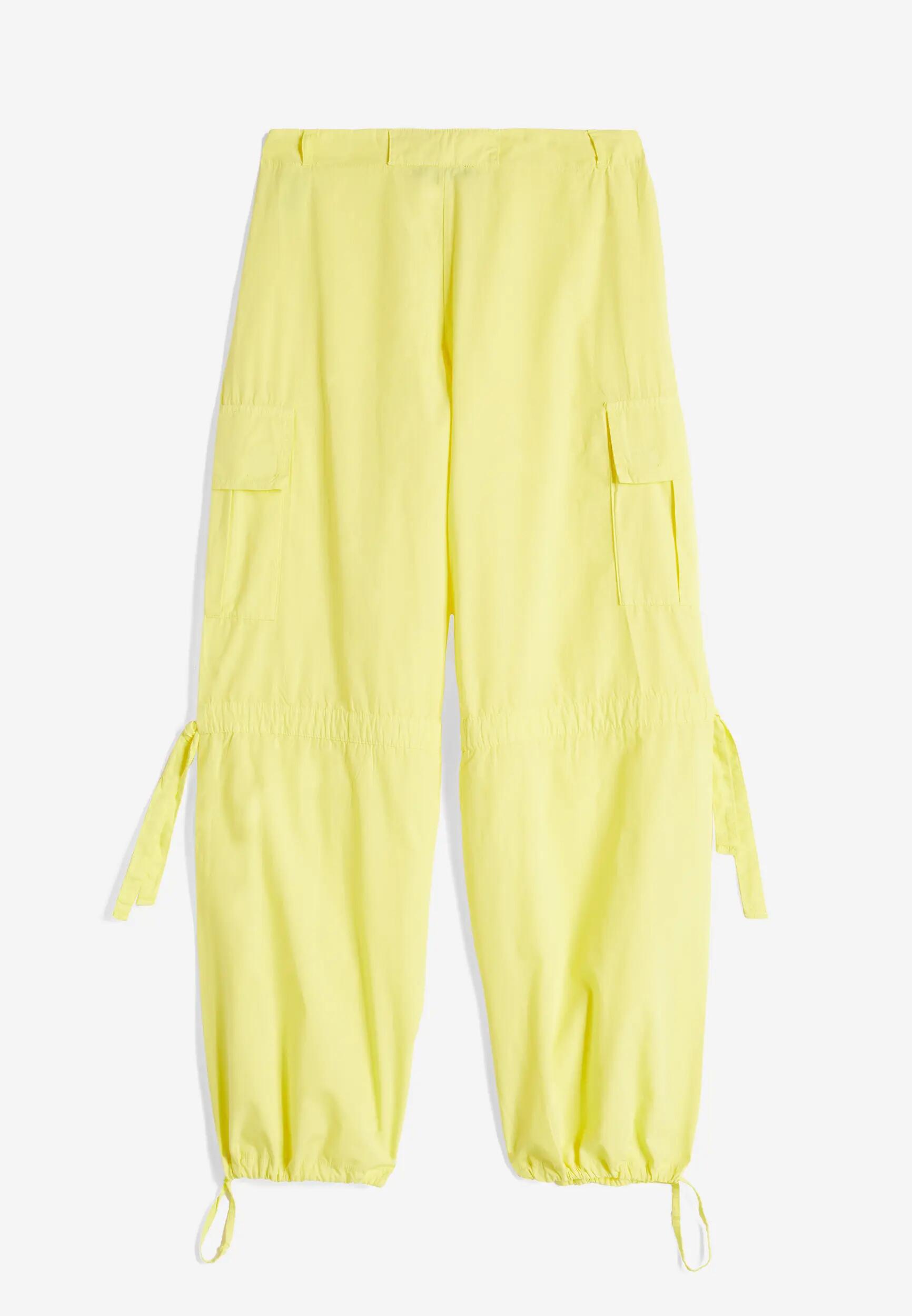 Pantaloni cargo da donna in tessuto popeline tinto capo 6/7