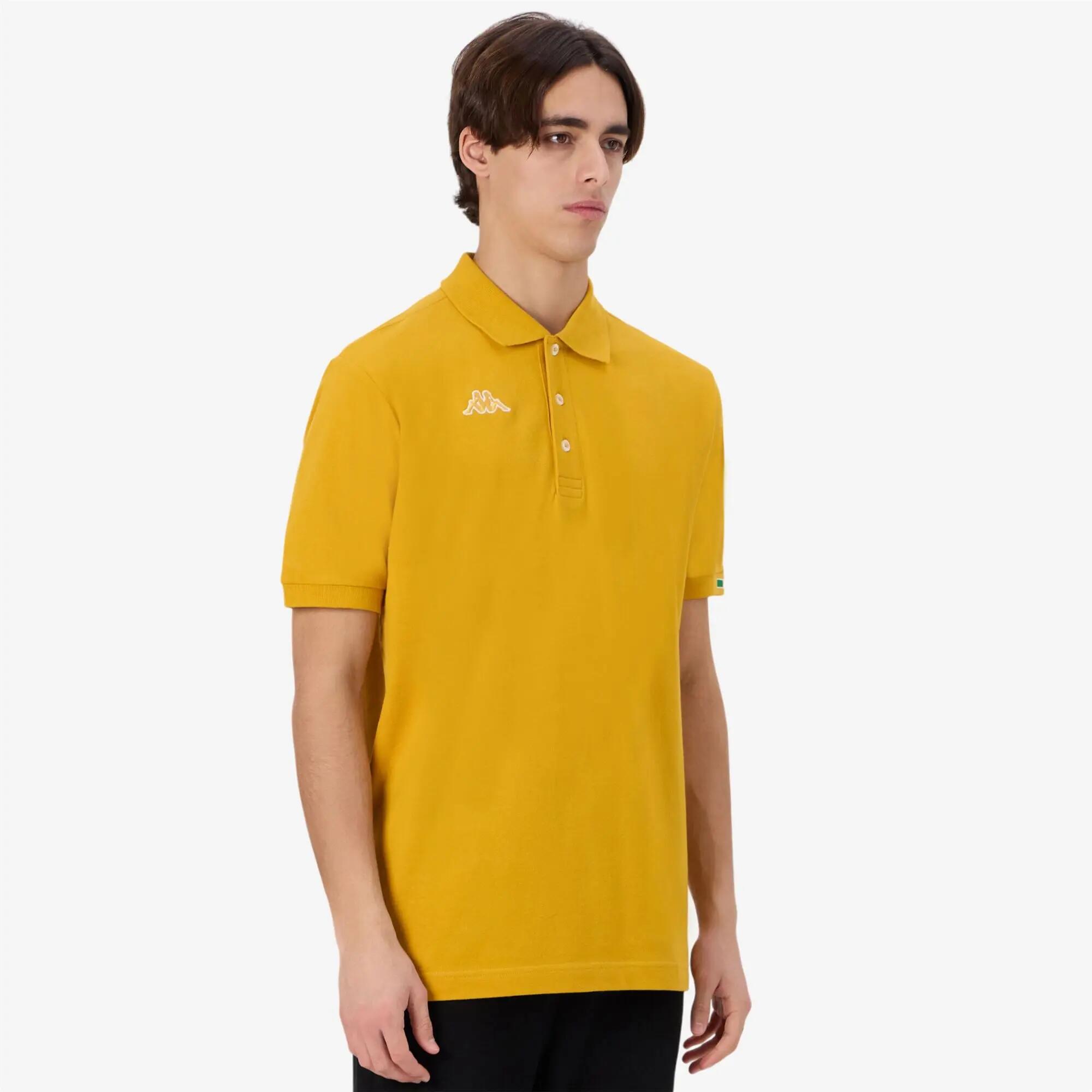 Polo da uomo in cotone giallo da sportivo 5/7