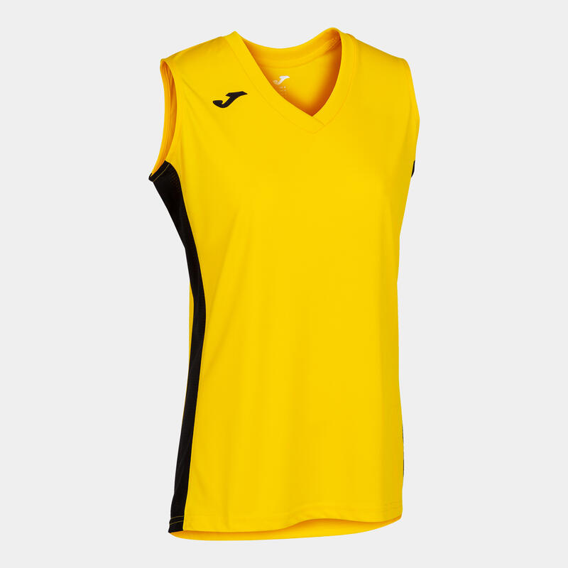 Camiseta Sin Mangas Baloncesto Cancha III Mujer Amarillo Negro