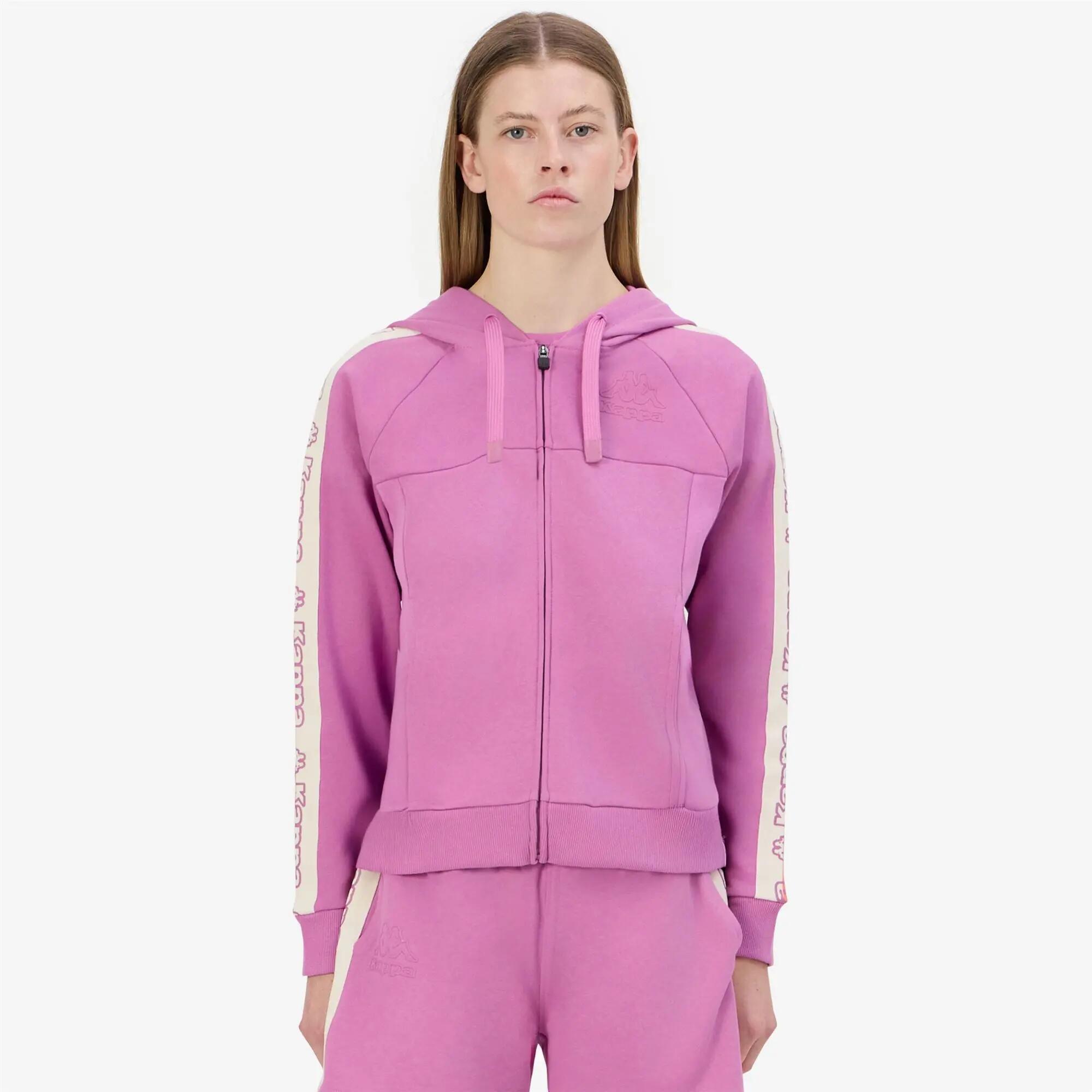 Felpa con zip da donna in cotone viola da sportivo 5/7