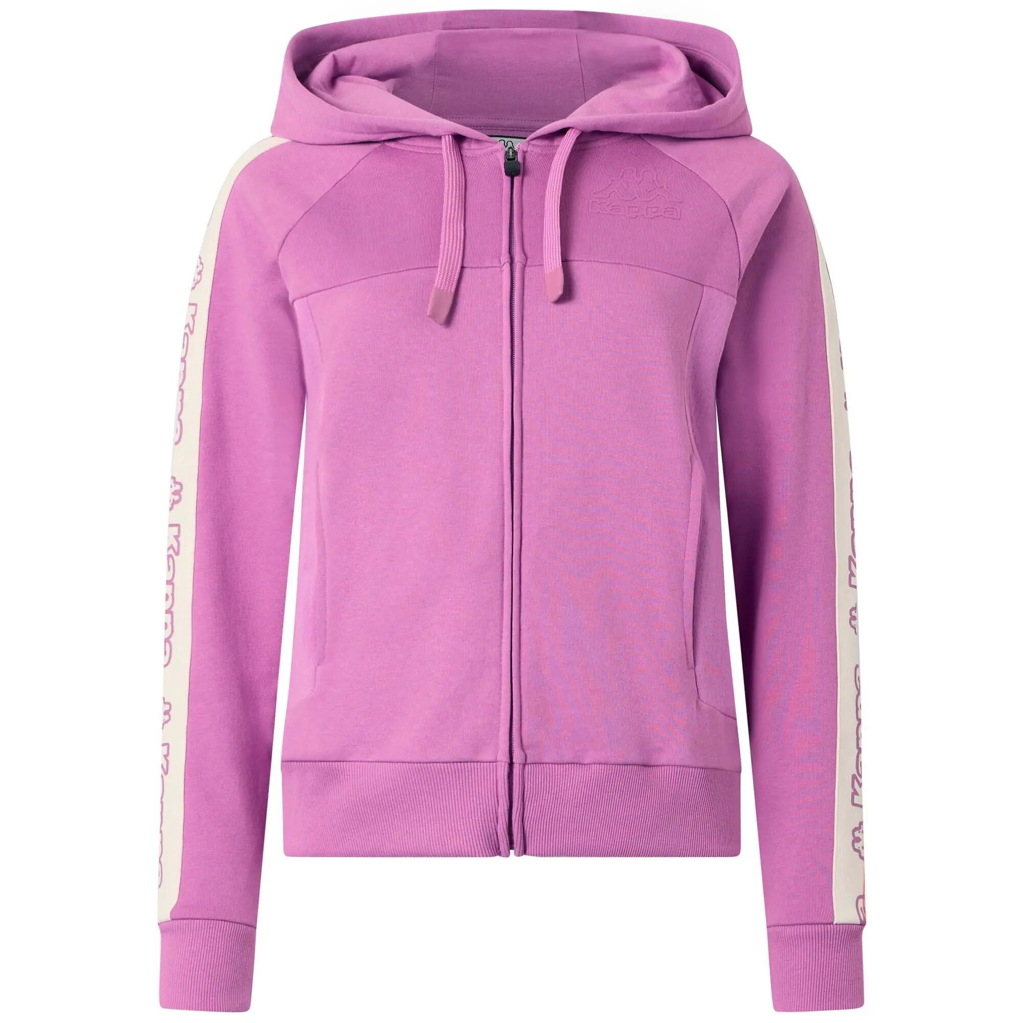 Felpa con zip da donna in cotone viola da sportivo 2/7