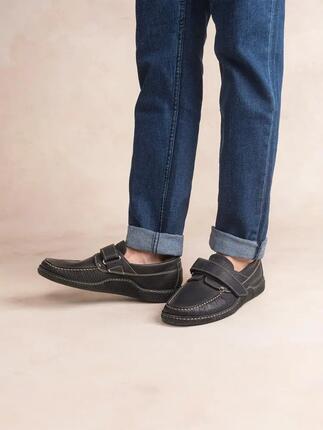 Chaussures bateau - Nautisme - Homme - Fermeture velcro - GALAIS Bleu marine