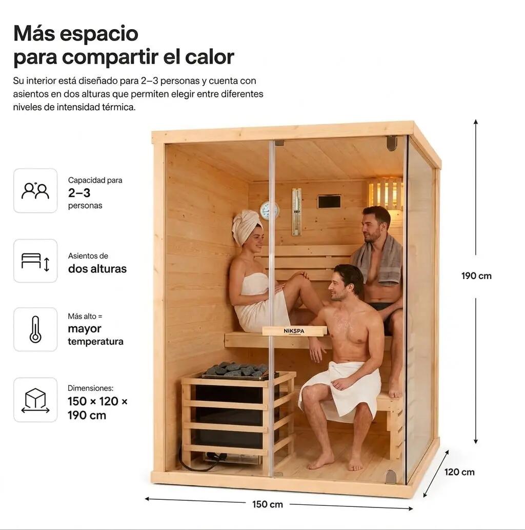Sauna finlandese per casa 2-3 persone in legno di abete 6/7