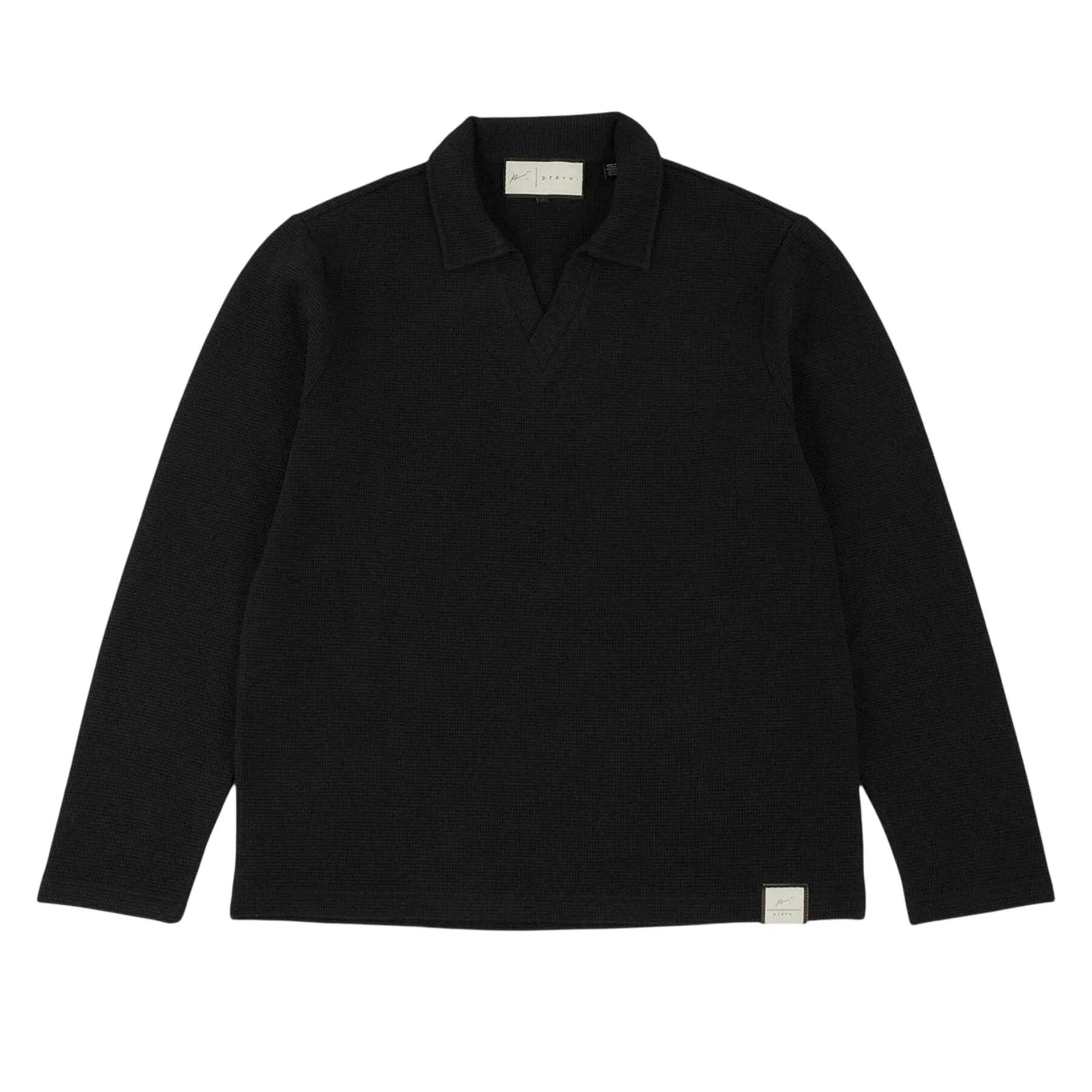 Prevu Mens Altius Waffle Long-Sleeved Polo Shirt