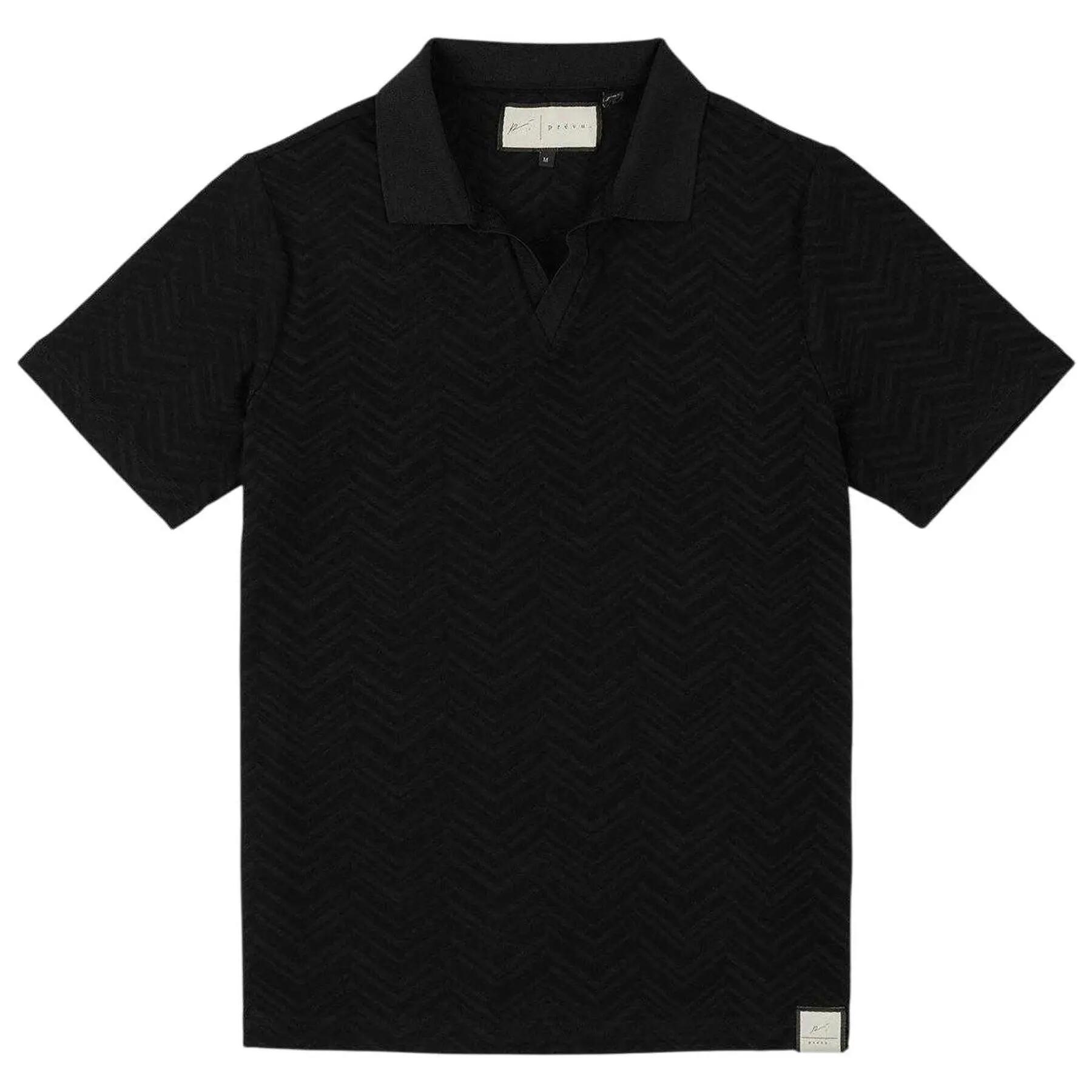 Prevu Mens Abrey Herringbone Relaxed Fit Polo Shirt