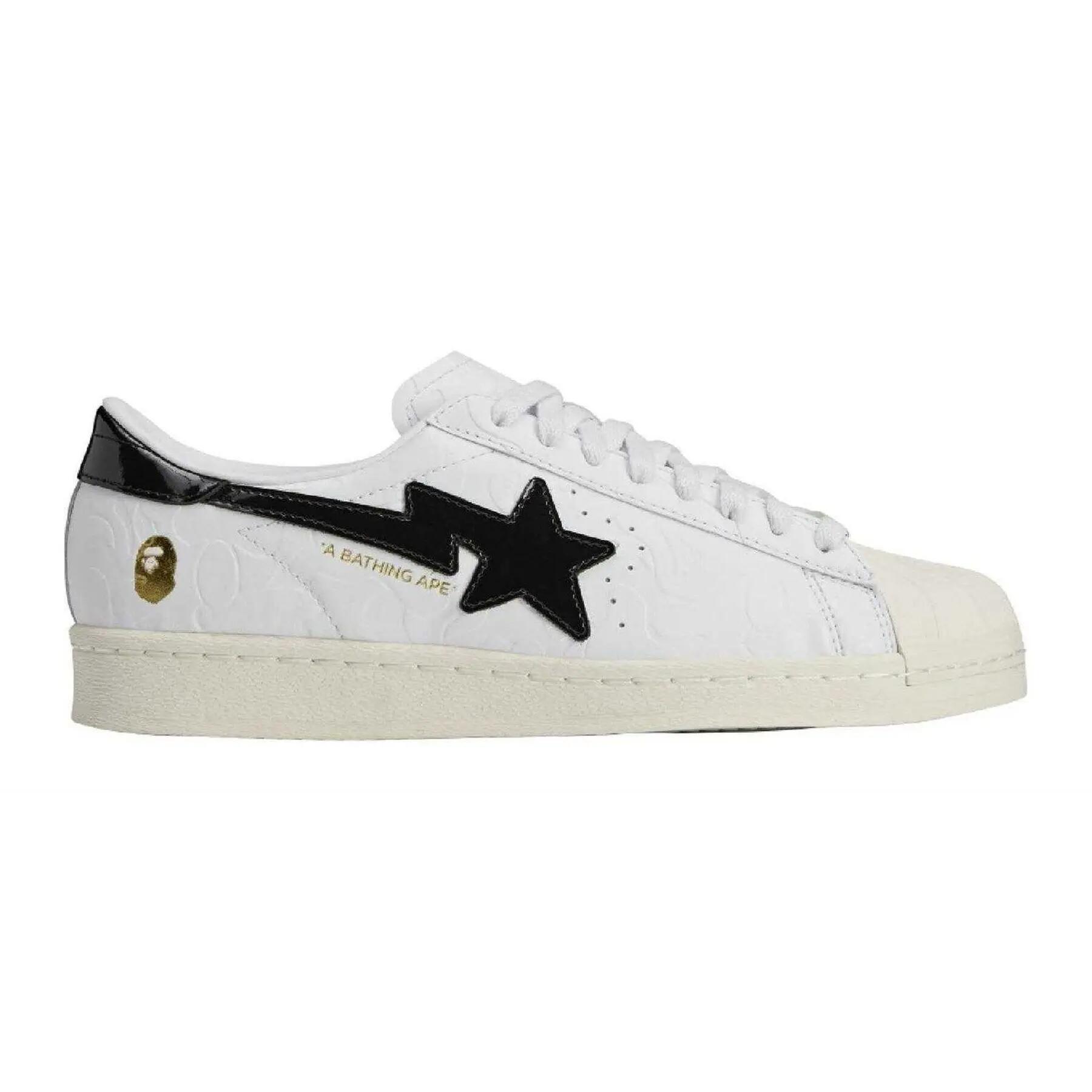 Adidas Mens SSTR Bape Leather Contrast Trainers