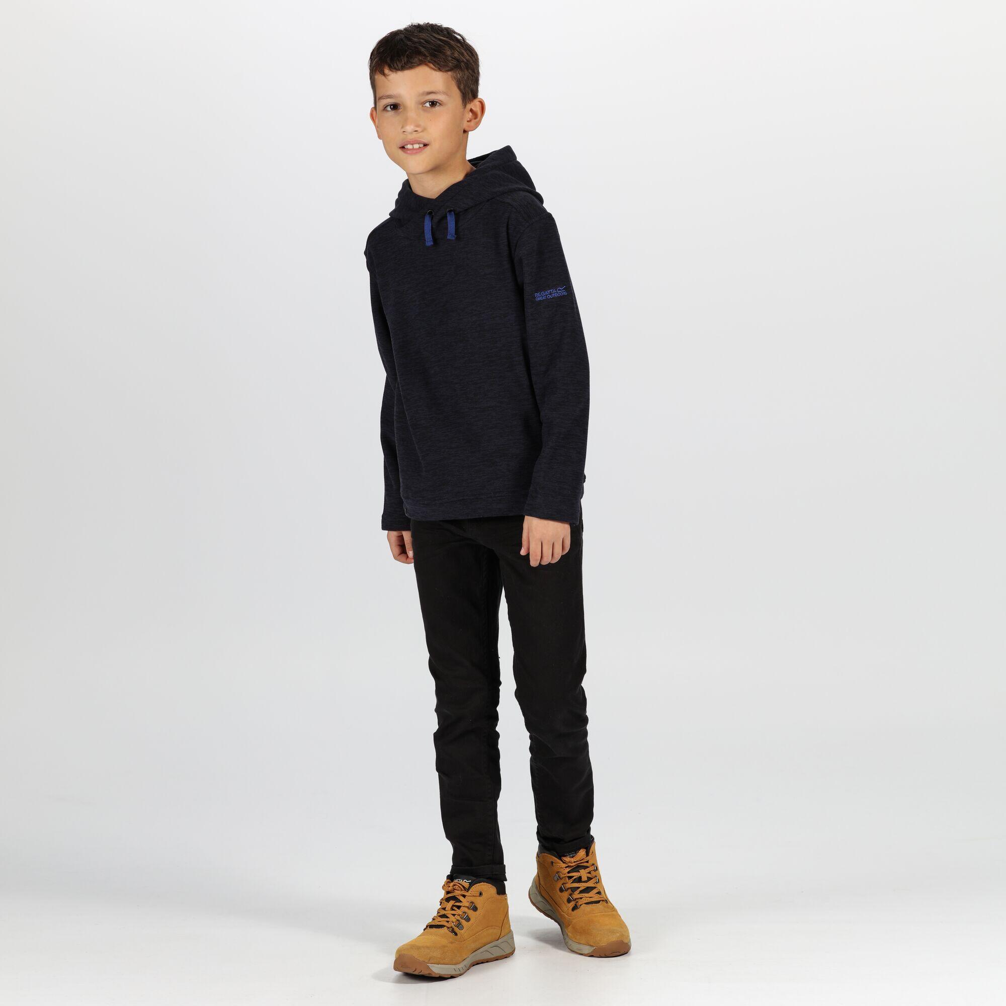 Childrens/Kids Keyon Hooded Fleece (Navy/Black) 3/5