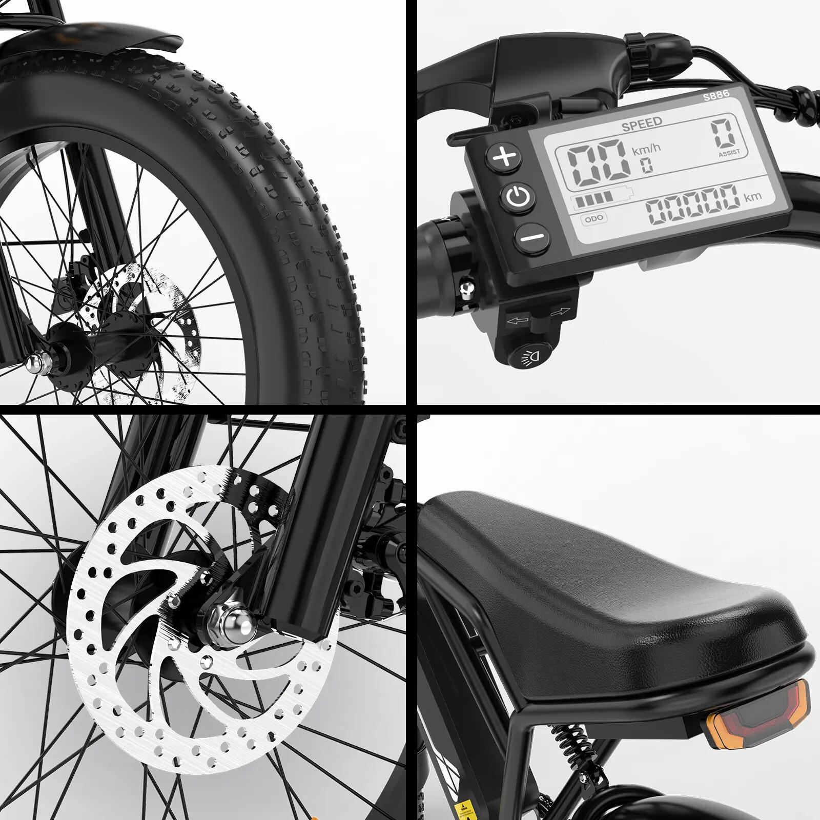 Elektrisches Fat Bike 20 Zoll 250W 36V 12Ah E-Bike 7 Gang 7/7