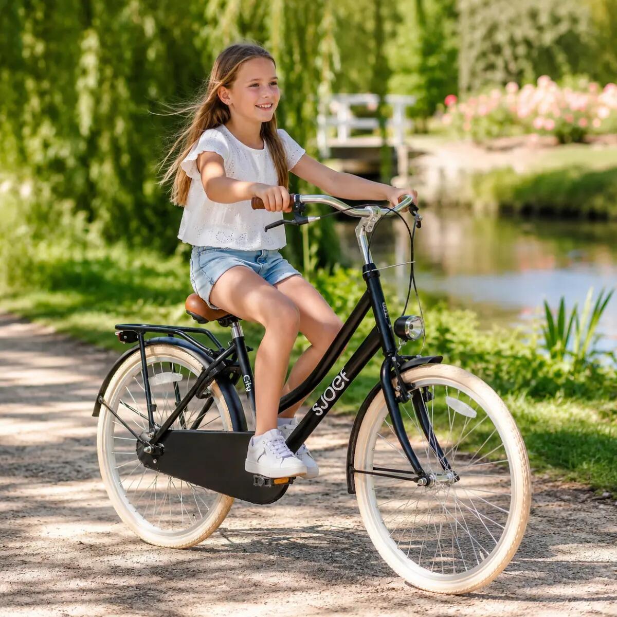City Meisjesfiets 22 inch - Kinderfiets 7-9 jaar - Fiets met Verlichting - Zwart 3/10