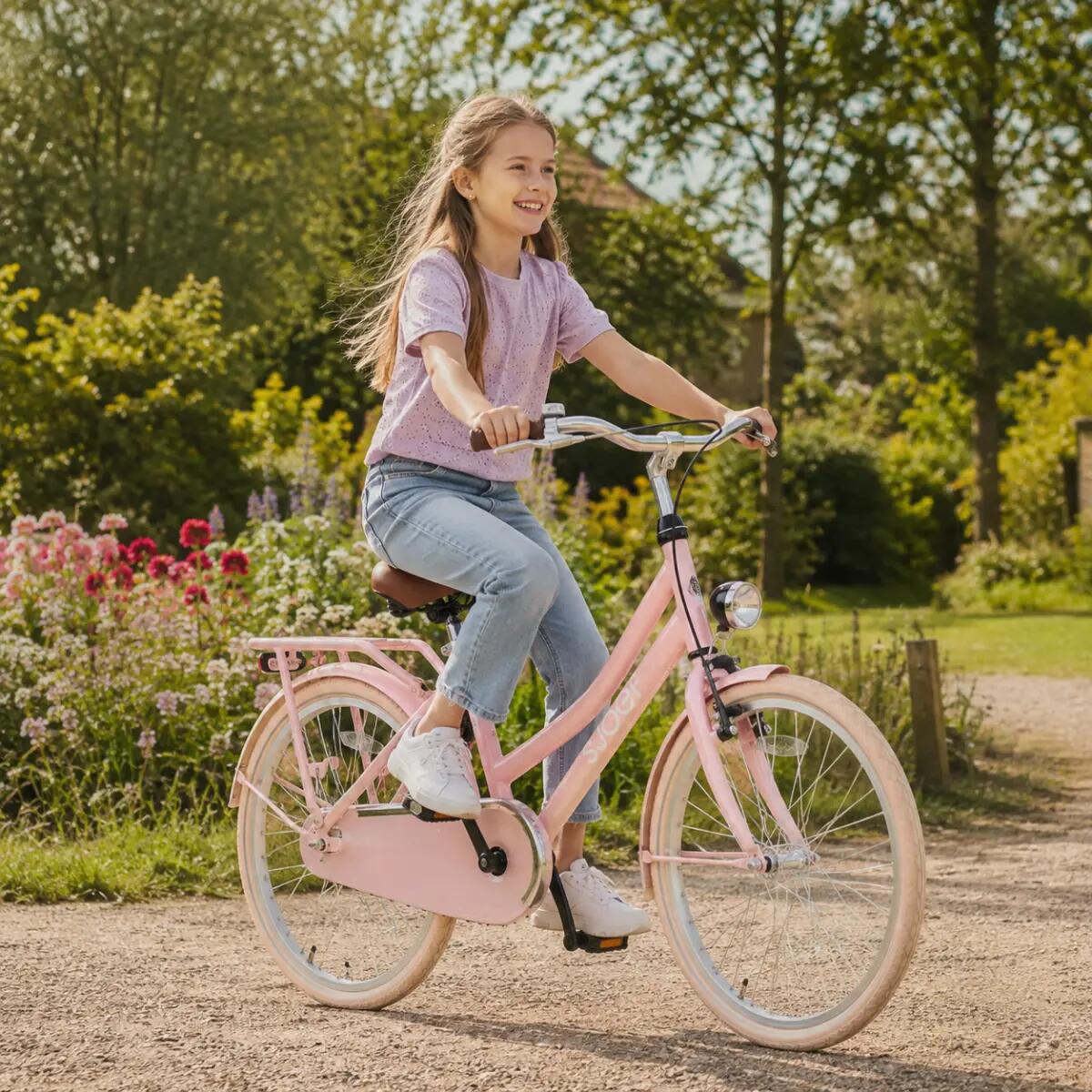 City Meisjesfiets 22 inch - Kinderfiets 7-9 jaar - Fiets met Verlichting - Roze 3/10