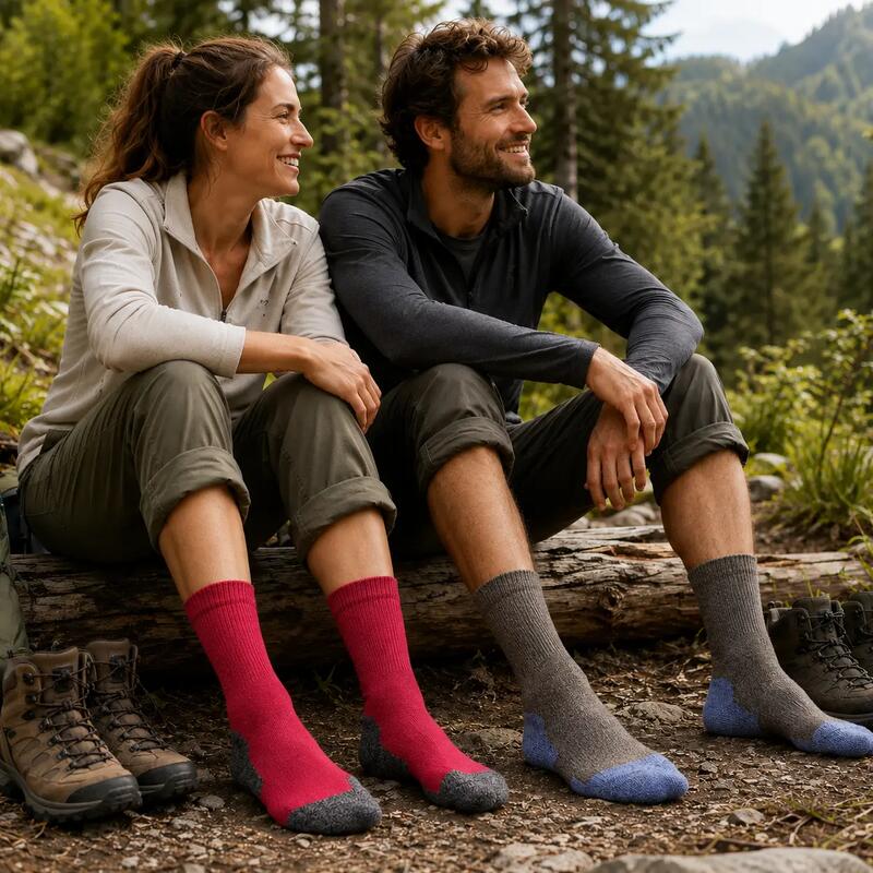 Bambu ve Merino Yünlü Sıkmayan Bilekli Minderli Outdoor Yürüyüş Çorabı - ALFIE