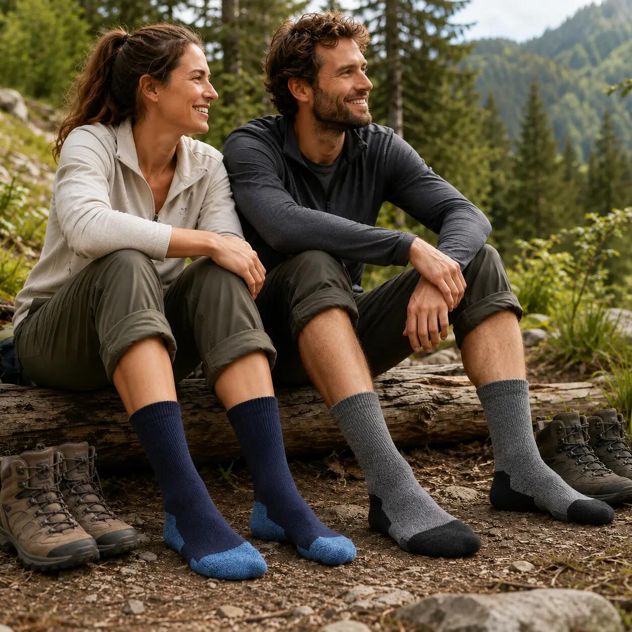 Bambu ve Merino Yünlü Sıkmayan Bilekli Minderli Outdoor Yürüyüş Çorabı - ALFIE 4/5