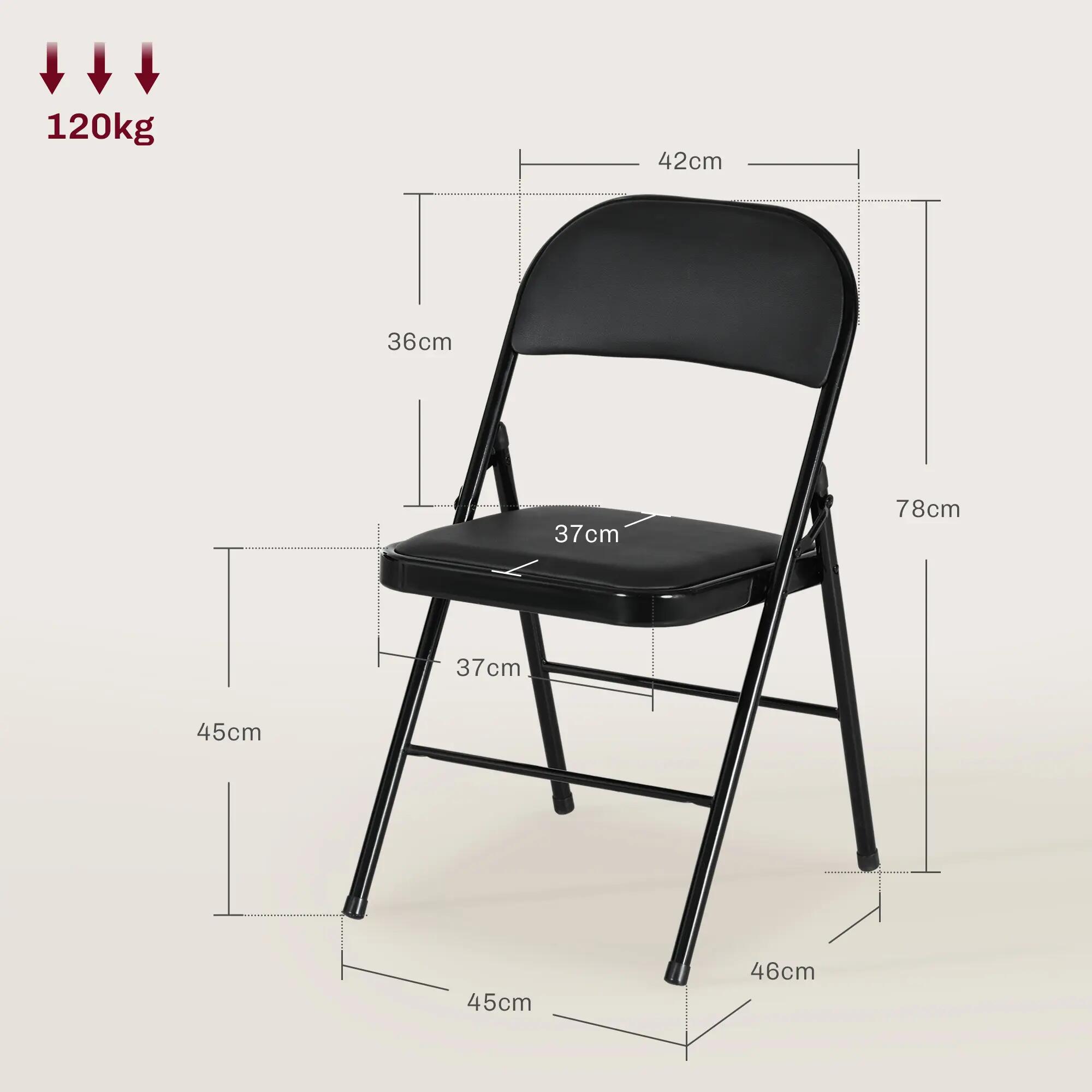 Cadeiras dobráveis 45x46x78 cm preto HOMCOM 3/7