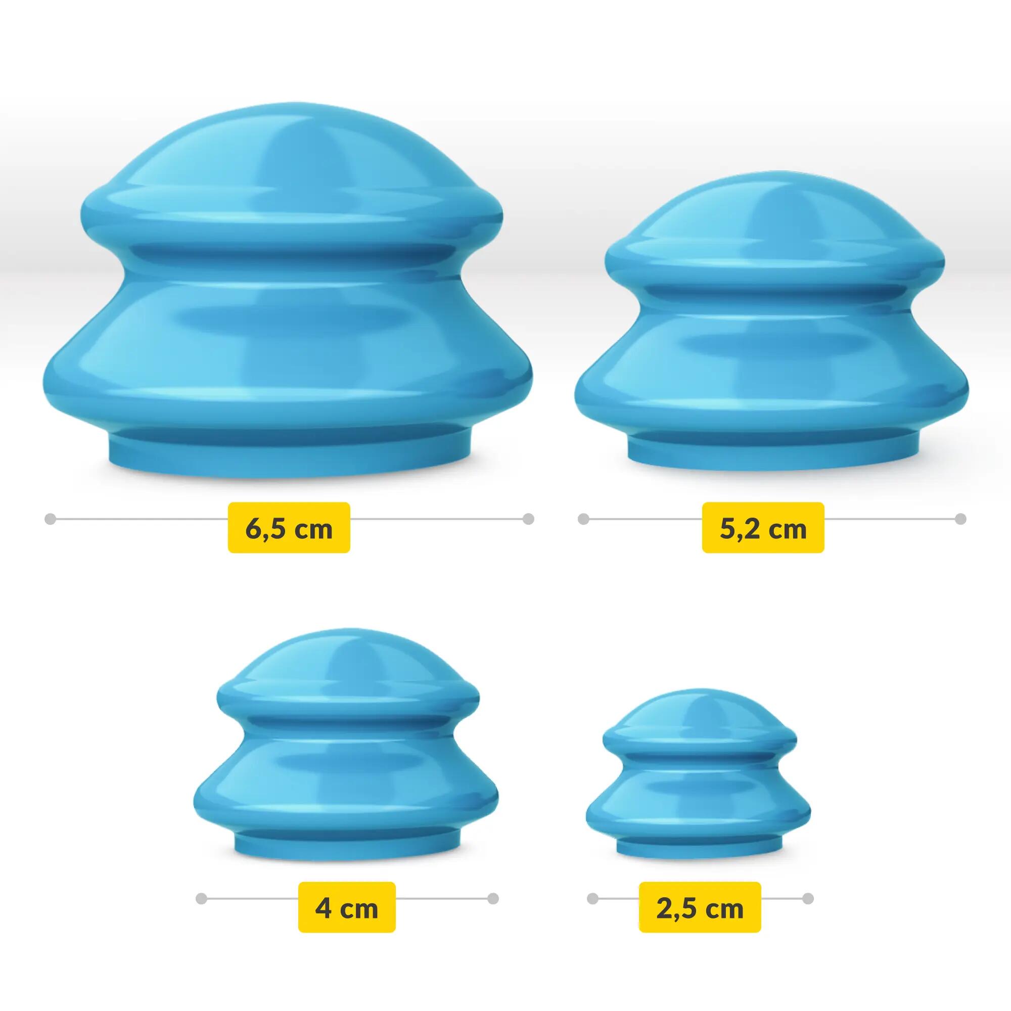 Gummi Schröpfgläser Set 4 Stück für Massage 4FIZJO PRO+ 9/15